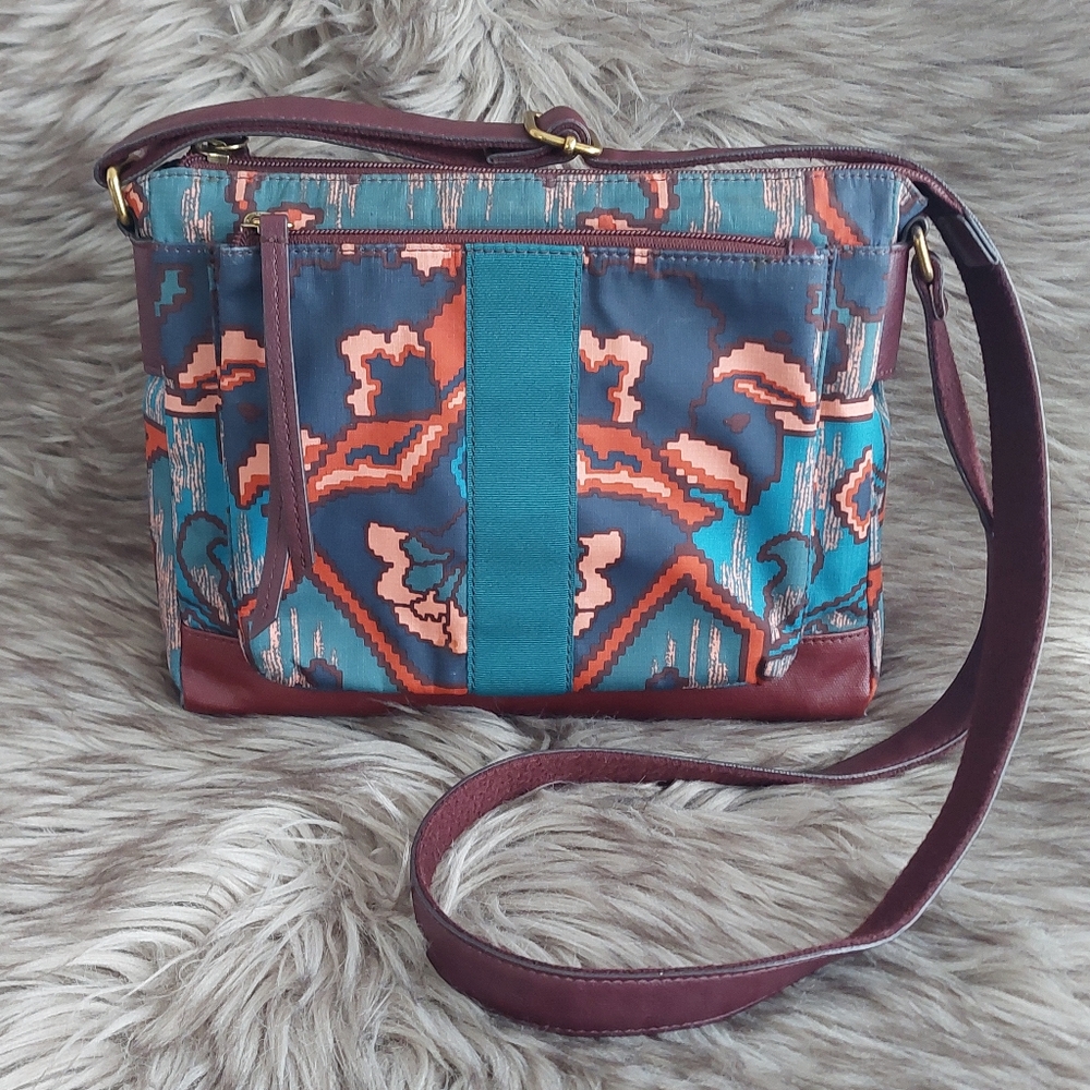 Fossil Jenna Florals Multi Blue Printed Crossbody Bag